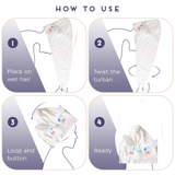 Premium Soft Microfiber Hair Drying Towel Wrap with Button (1 Pc)