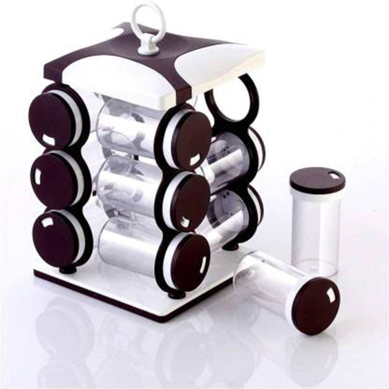 Spice jar Set - Food Grade Plastic 12pcs Spice jar (Brown Box) - Bhavnagar Deodap