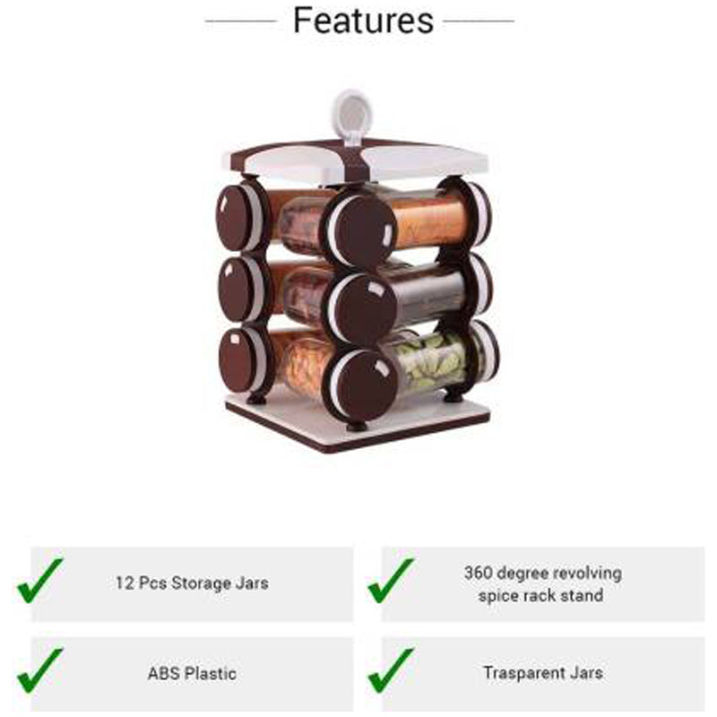 Spice jar Set - Food Grade Plastic 12pcs Spice jar (Brown Box) - Bhavnagar Deodap