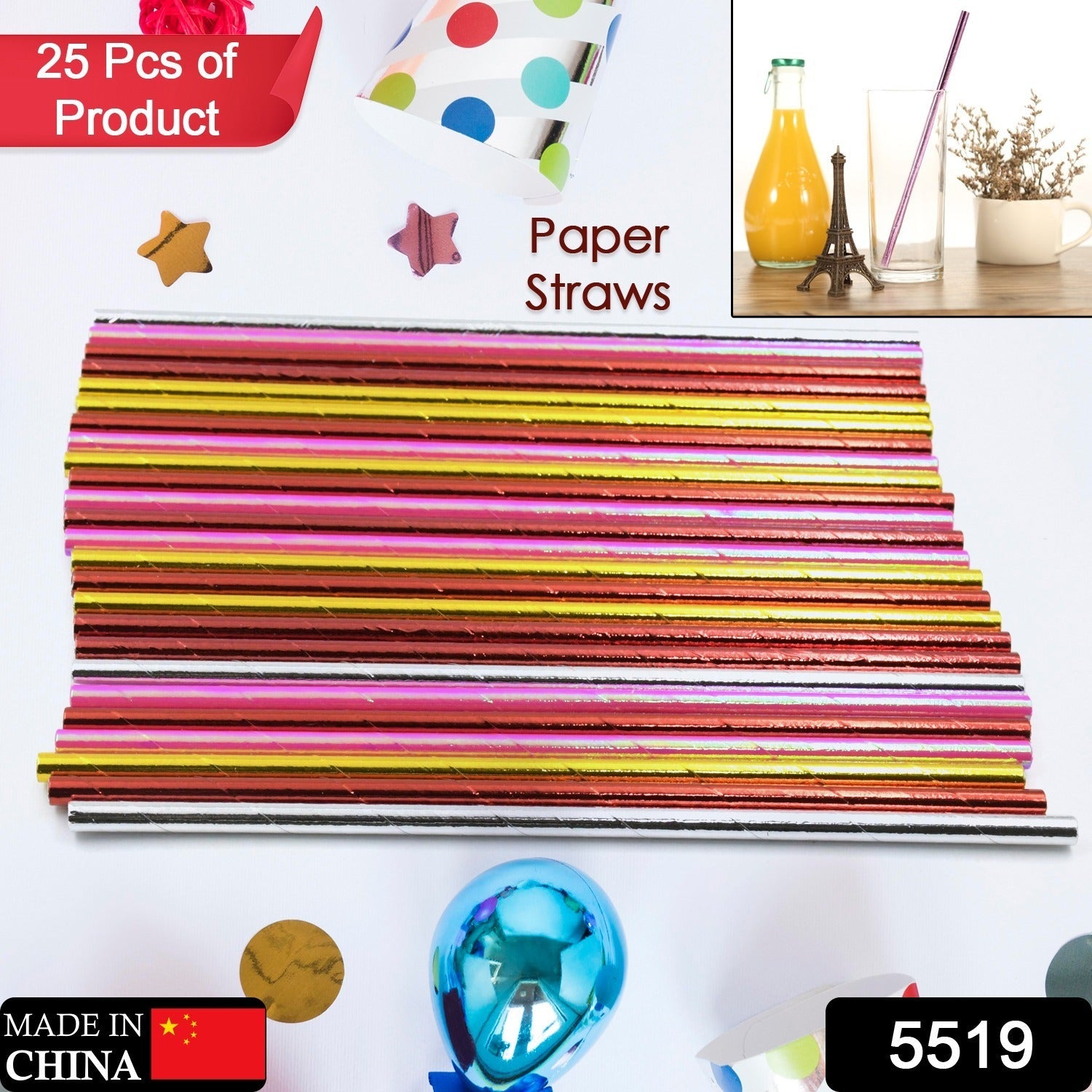 Home Paper Straws Durable & Eco-Friendly Colorful - Drinking Straws & Party Decoration Supplies, Adorable Solid Color Food Grade Paper Straws for Birthday, Wedding, Baby Shower Celebration (25 Pcs Set) - Bhavnagar Deodap