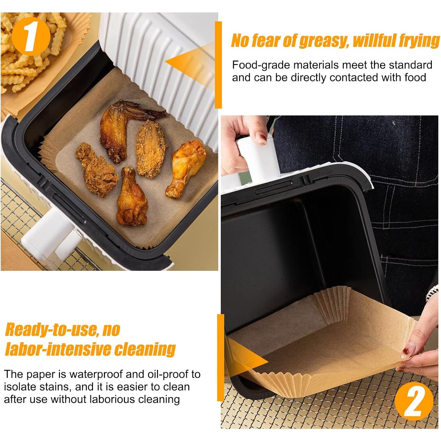 Square Air Fryer Disposable Paper Liner  (50 Pcs Set / 160mmx45mm) - Bhavnagar Deodap