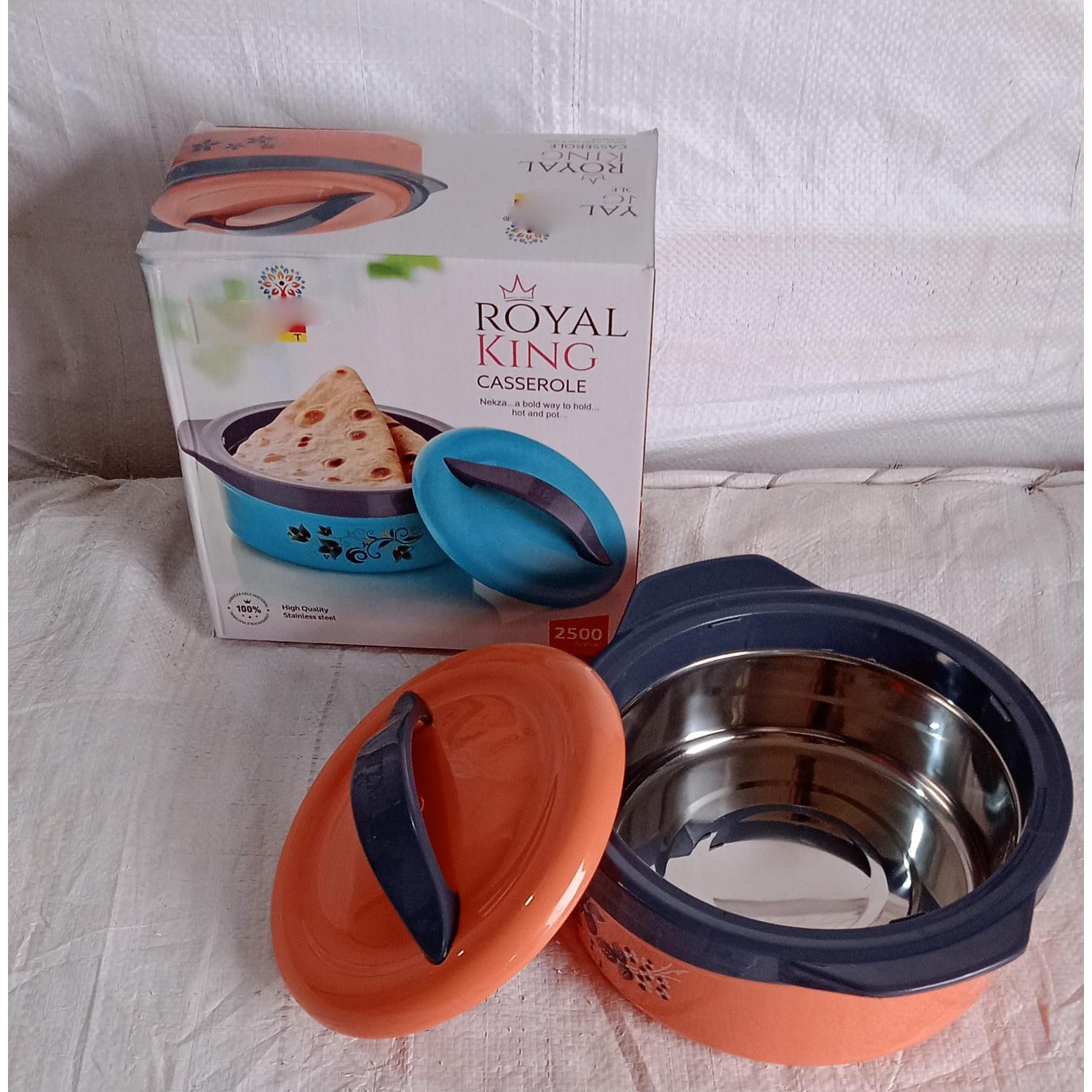 Casserole Box for Food Searving Inner Steel Insulated Casserole Hot Pot Flowers Printed Chapati Box for Roti Kitchen (Approx 2500 ml) - Bhavnagar Deodap