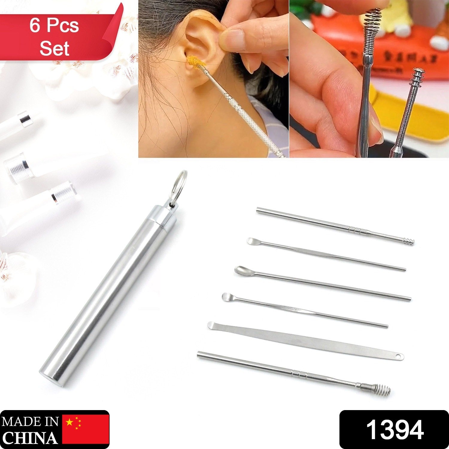 Ear Curette Ear Wax Remover Tool for Outdoor Camping Travel Picnic (6 Pc) - Bhavnagar Deodap