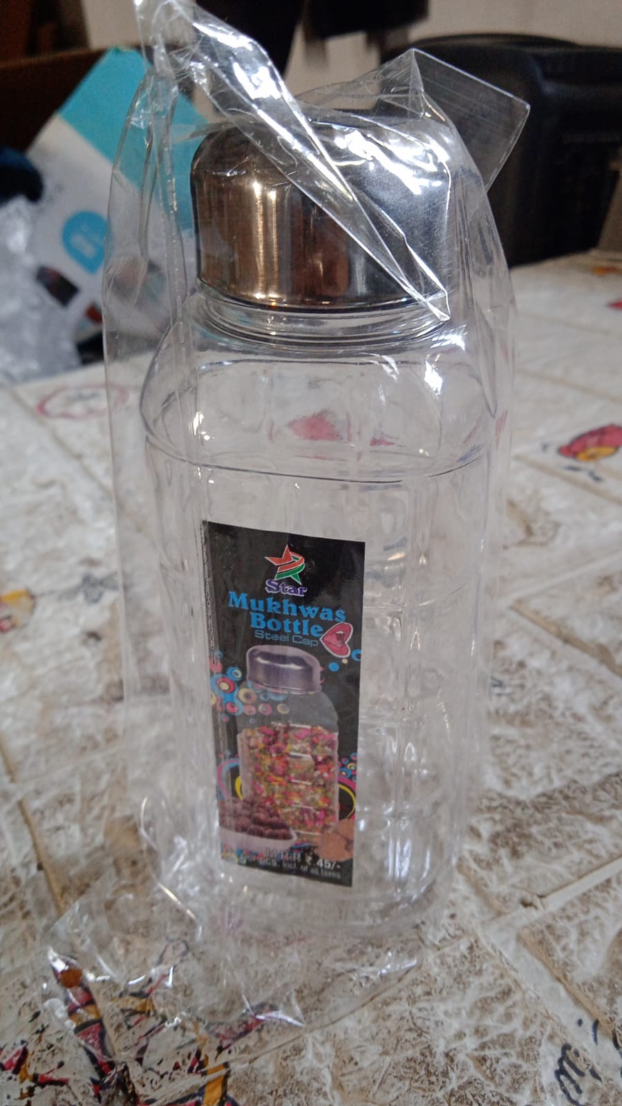 Plastic Transparent Mukhwas Bottle With Steel Cap / Mouth Freshener / Dryfruits Multipurpose Air Tight and BPA Free Kitchen Storage Bottle (1 Pc) - Bhavnagar Deodap
