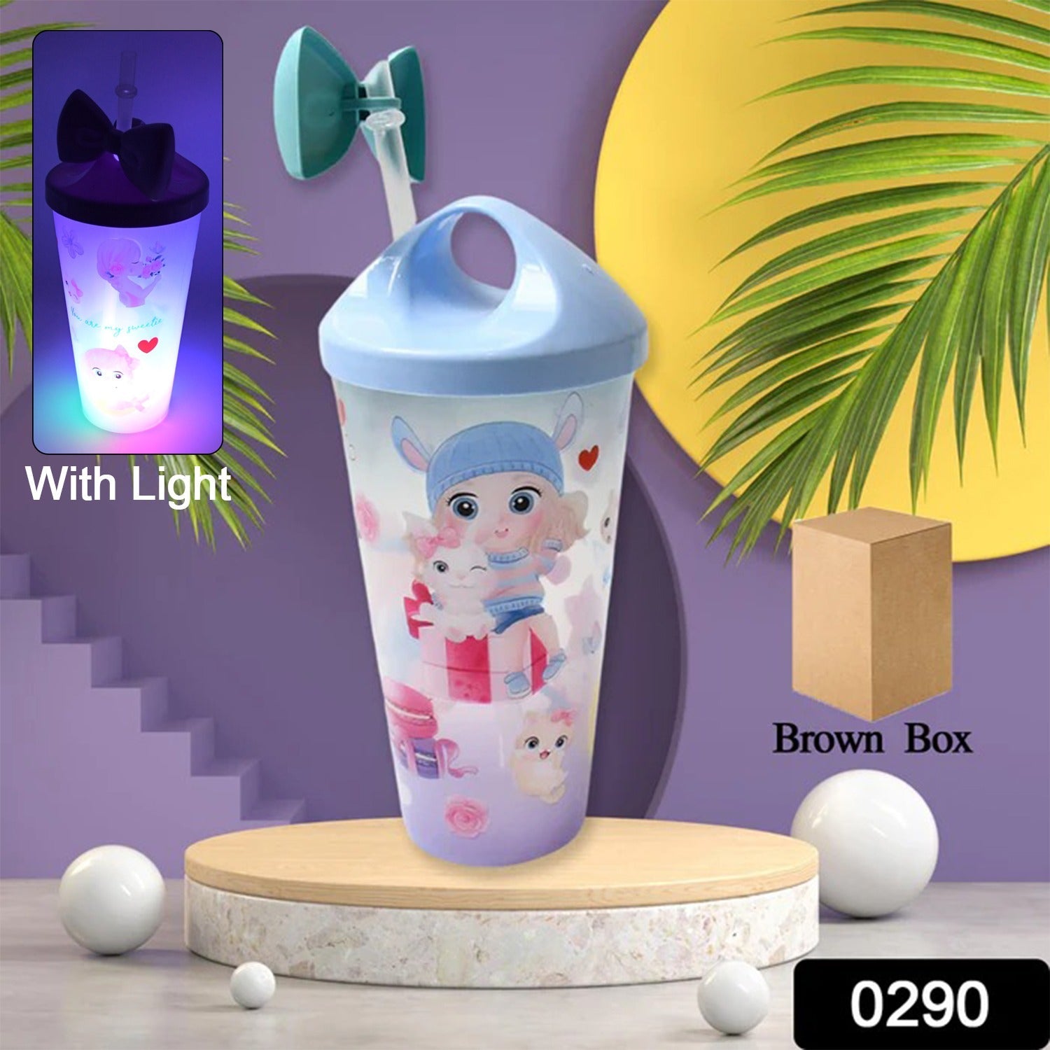 Unicorn Water Bottle with Straw & Lid for Kids (With Light) - Bhavnagar Deodap