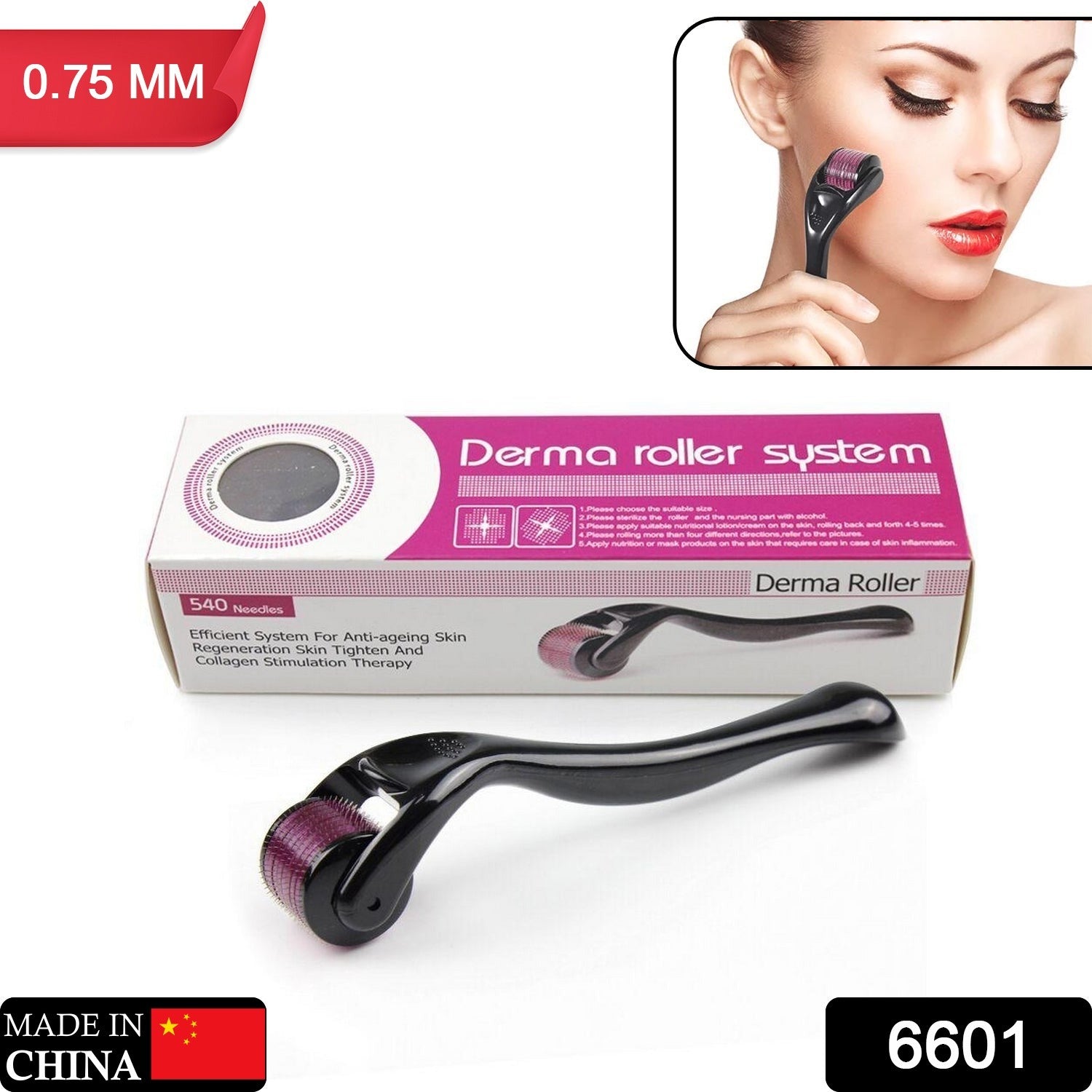 Derma Roller Anti Ageing and Facial Scrubs & Polishes Scar Removal Hair Regrowth (0.75mm) - Bhavnagar Deodap