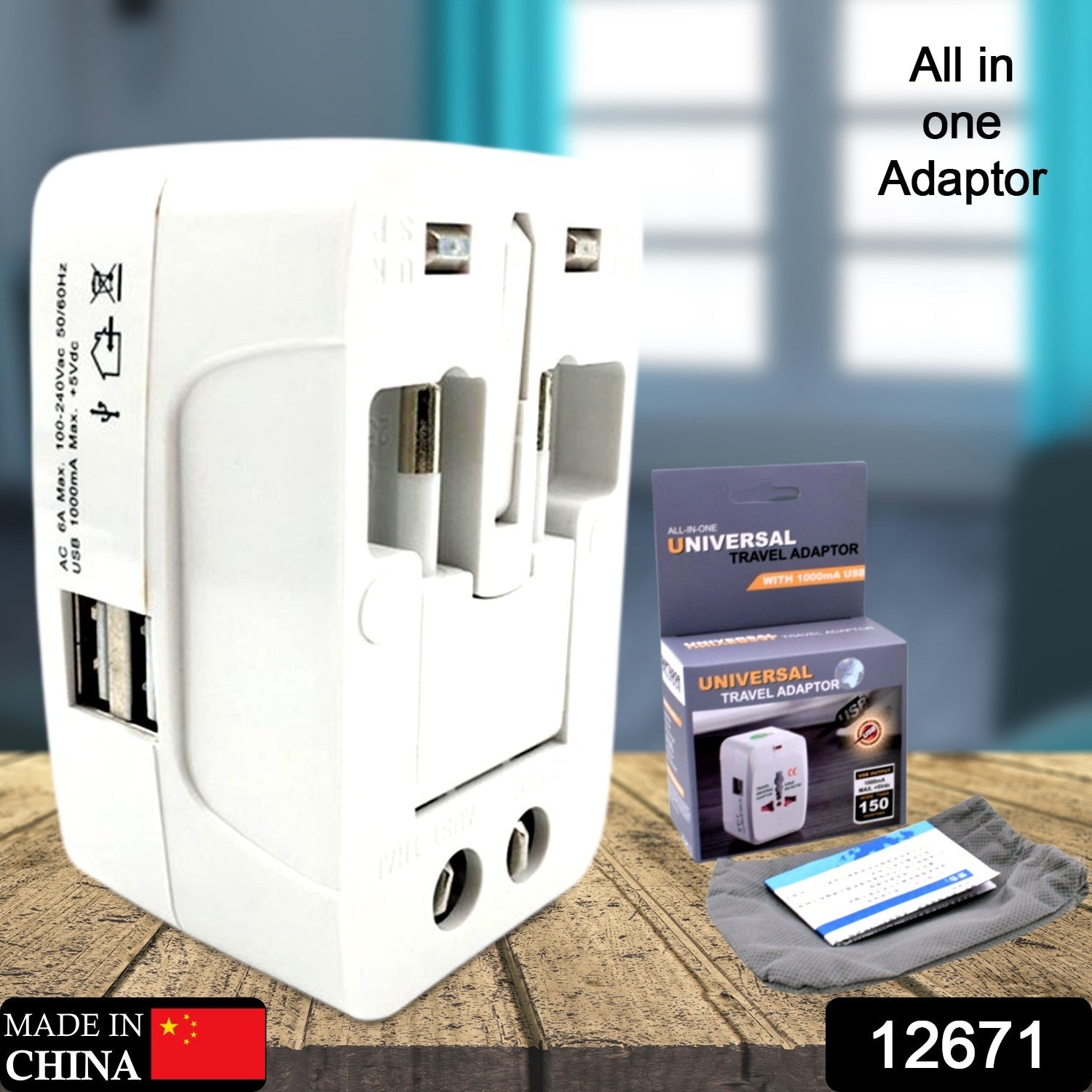 All-in-One Universal Worldwide Travelling AC Adaptor Plug (AU / UK / US / EU) International Power Charger Electric USB Power Plug Socket Adapter Converter (1 Pc) - Bhavnagar Deodap