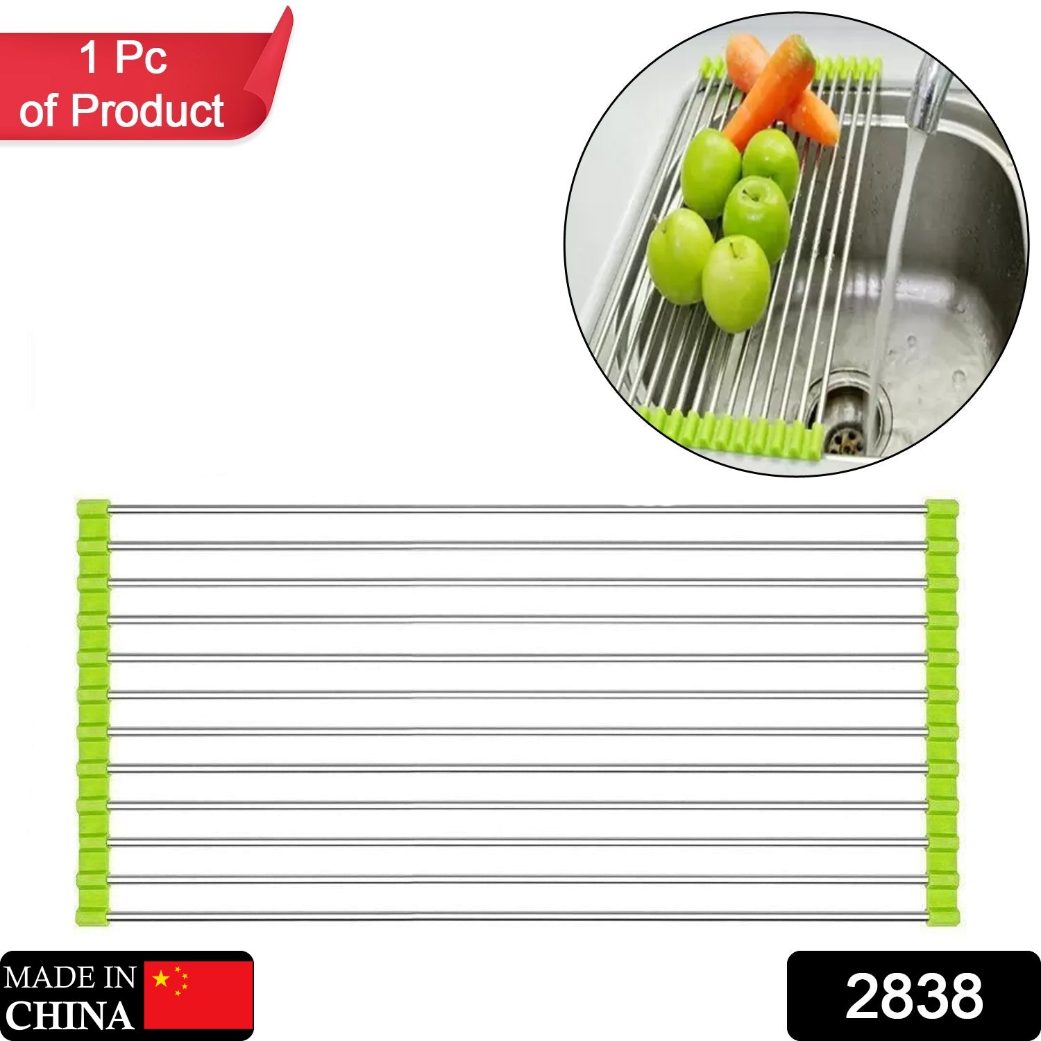 FOLDABLE DRAIN RACK KITCHEN SINK ROLL UP DISH DRYING RACK PORTABLE DISH RACK - Bhavnagar Deodap