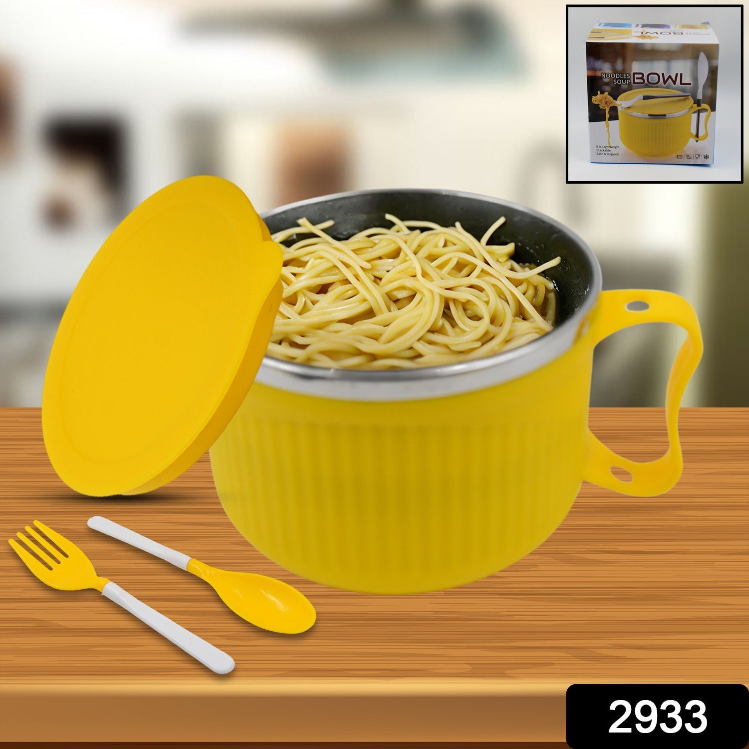 Maggie Bowl with Lid and Handle, Soup Bowls for Easy Perfect Breakfast Cereals, Fruits, Ramen, Beverages, Essentials, Dishwasher Safe Double Layer - Bhavnagar Deodap