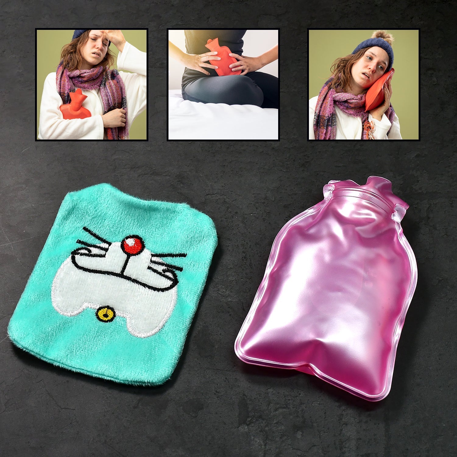 Doremon Cartoon Small Hot Water Bag with Cover for Pain Relief - Bhavnagar Deodap