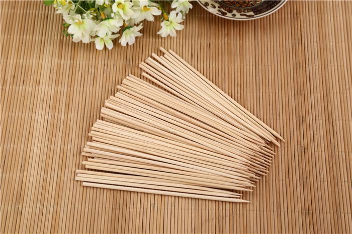 Camping Wooden Color Bamboo BBQ Skewers Barbecue Shish Kabob Sticks Fruit Kebab Meat Party Fountain Bamboo BBQ Sticks Skewers Wooden (30cm) - Bhavnagar Deodap