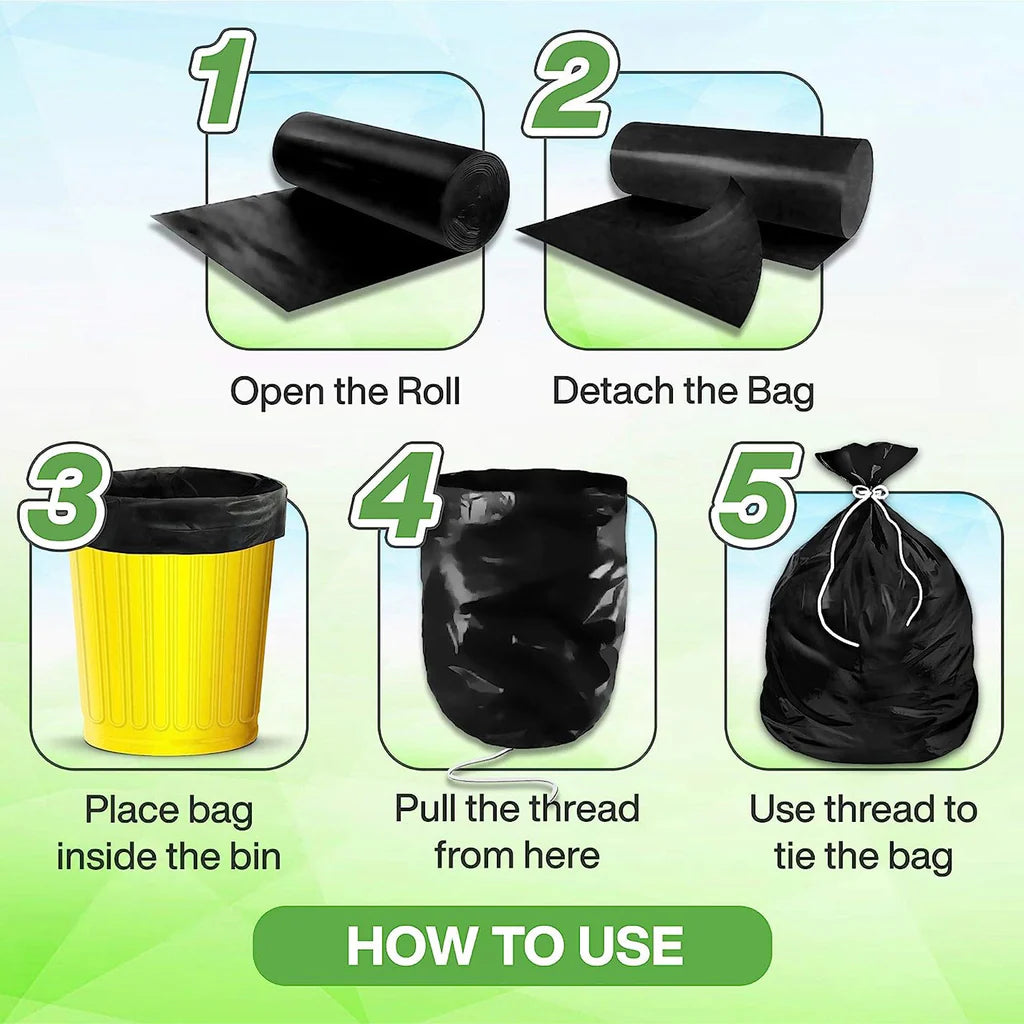 Black Garbage Bags for Dustbin 30 Bag - Medium 19 X 21 Inches - Bhavnagar Deodap