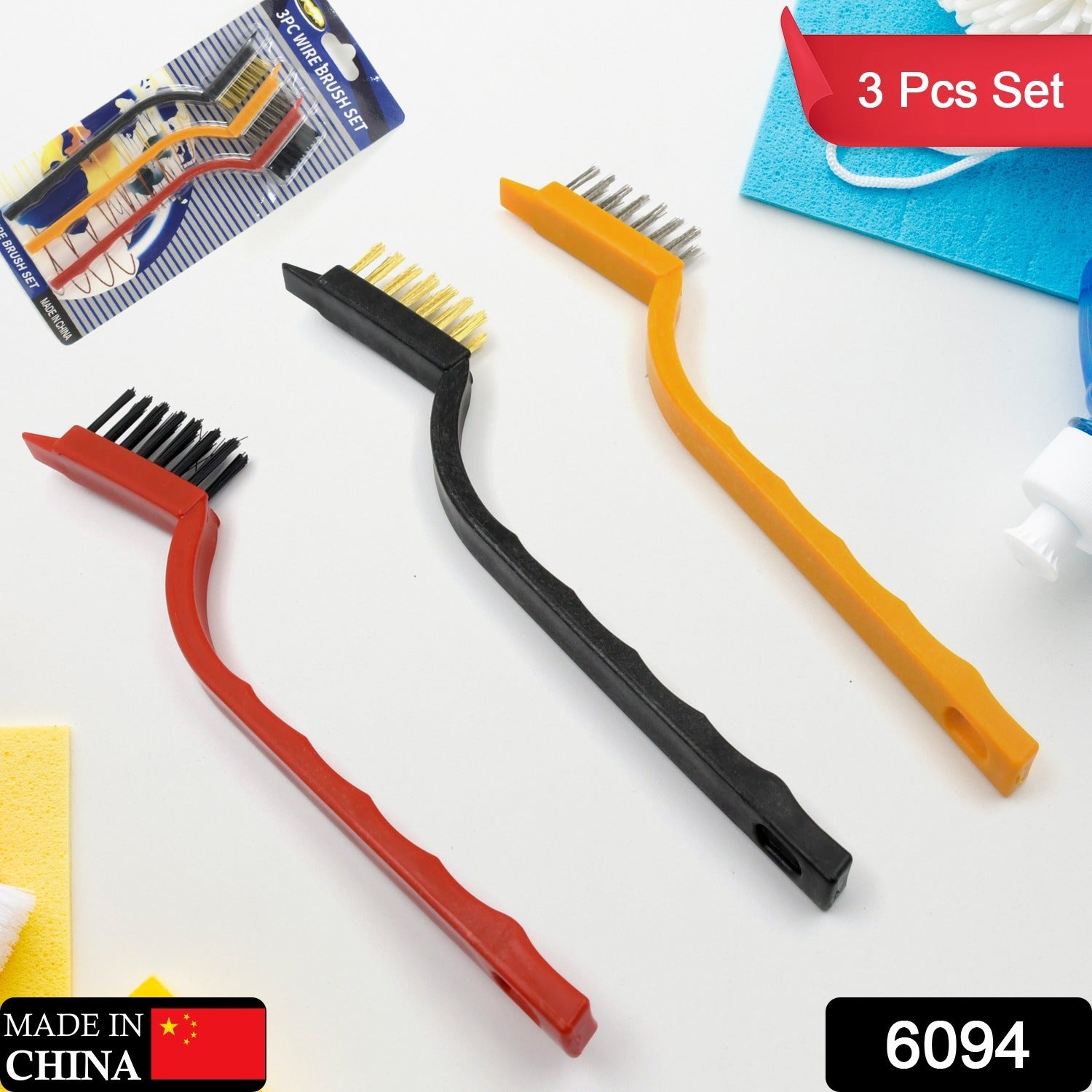 3pc Mini Wire Brush Set Brass Nylon Stainless Steel Bristles Household Cleaning Brush for Gas Stove, Smoke Machine Tool Burner Tiles Tap Rust Removal Welding Slag Dirt & Paint Scrubbing (3 Pcs Set) - Bhavnagar Deodap