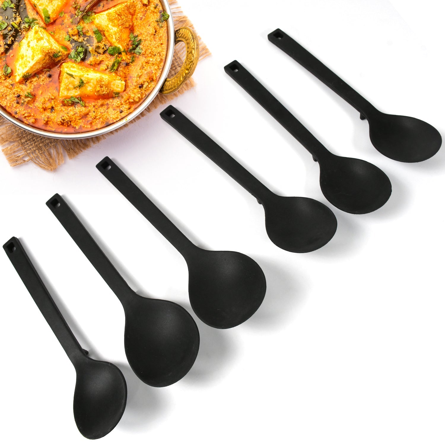 Multipurpose Silicone Spoon, Silicone Basting Spoon Non-Stick Kitchen Utensils Household Gadgets Heat-Resistant Non Stick Spoons Kitchen Cookware Items For Cooking and Baking (6 Pcs Set) - Bhavnagar Deodap