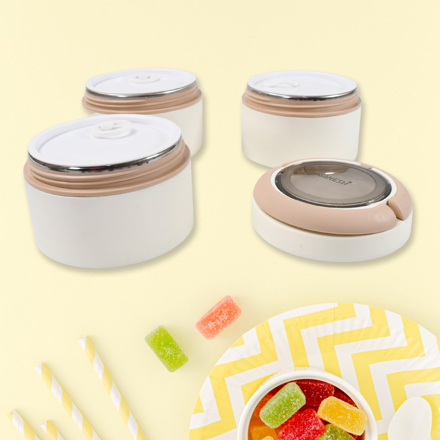 Ganesh Smart Stack 3 Layer Portable Lunch Box Stainless Steel Airtight Leak-Proof Lunch Box for Office, School, Picnic: Color May Vary (3 Layer) - Bhavnagar Deodap