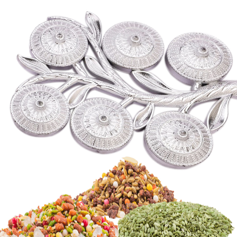Tree Shape 6 Compartment Mukhwas Dani Serving Tray For Home & Kitchen Use - Bhavnagar Deodap