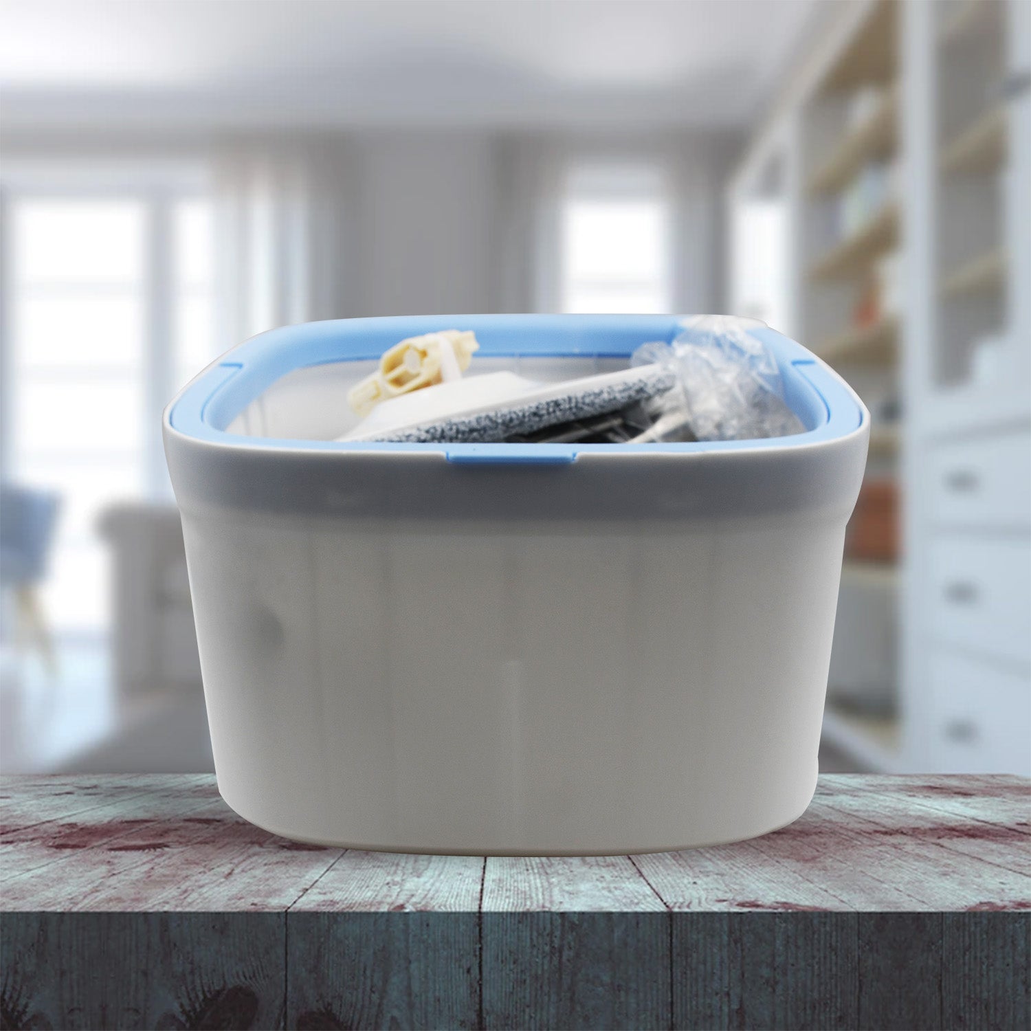 Round Shape Mop Head  with 1 Pad Extra Clean Water Spin Mop with Separate Water Bucket, Suitable for All Types of Flooring, Separates Dirty and Clean Water, Wet - Bhavnagar Deodap