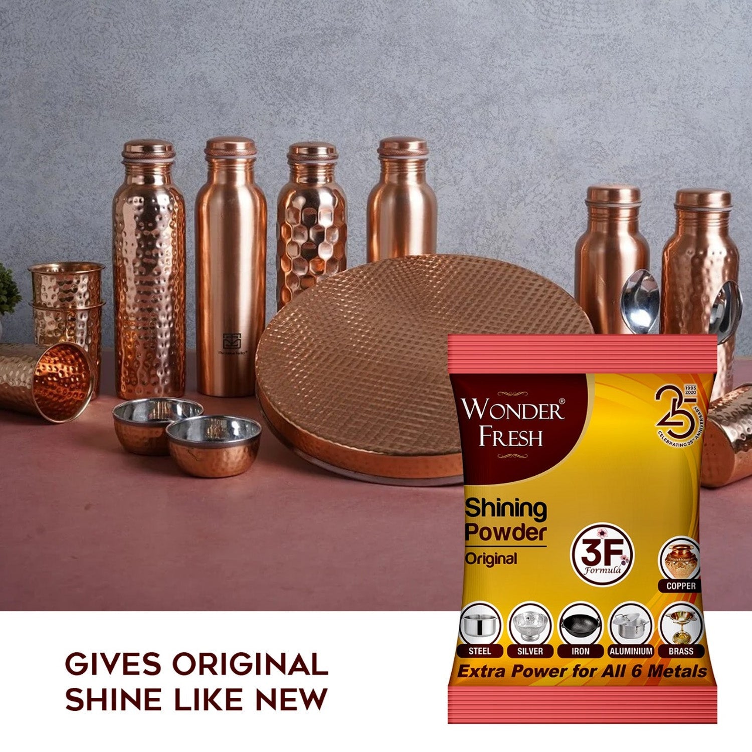 Shining Powder, Cleans and Polishes Copper, Brass, Silver, Aluminum, Iron, and Steel, Removes Tarnish and Oxidation (200 GM) - Bhavnagar Deodap