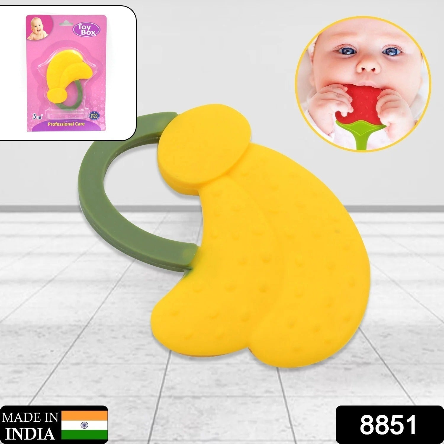 Baby Silicone Teether (1 Pc): Food Grade, Non-Toxic, Teething Relief (3 Months+) - Bhavnagar Deodap