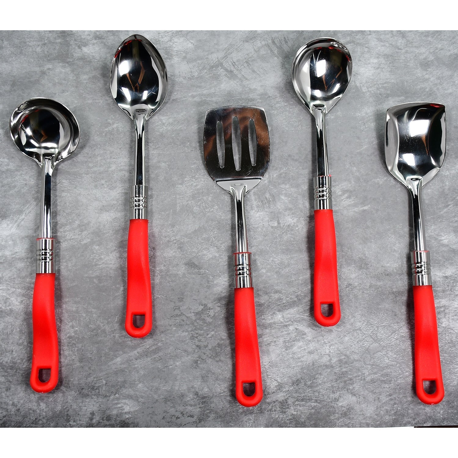 Stainless Steel Serving Spoon Set 5 pcs. - Bhavnagar Deodap