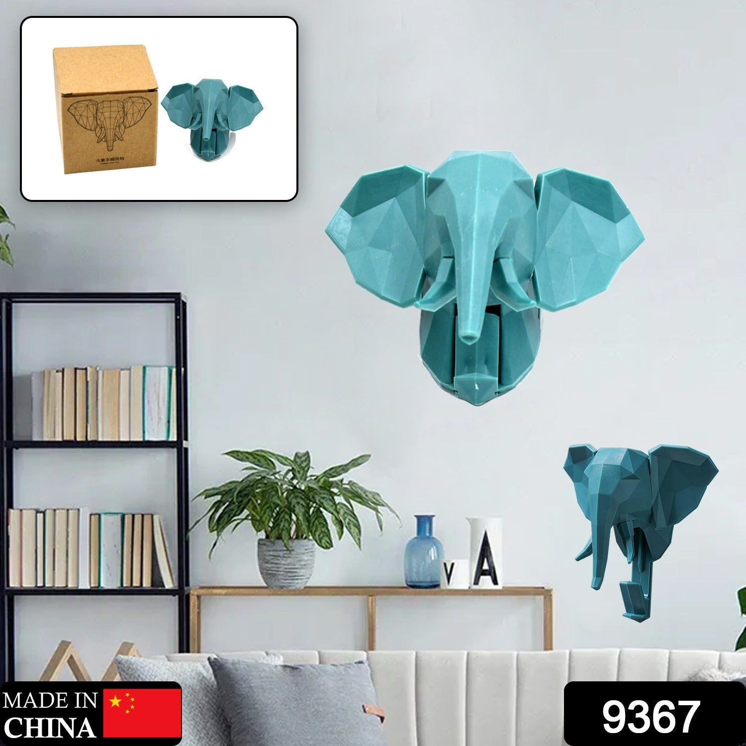 Animal shaped Adhesive Hooks, Animal Head Wall Decor Wall Hooks Sticky Hangers Nail Free Bathroom Hooks for Coat Hats Keys Bags Purse Towels Decorative Gift (Elephant) - Bhavnagar Deodap