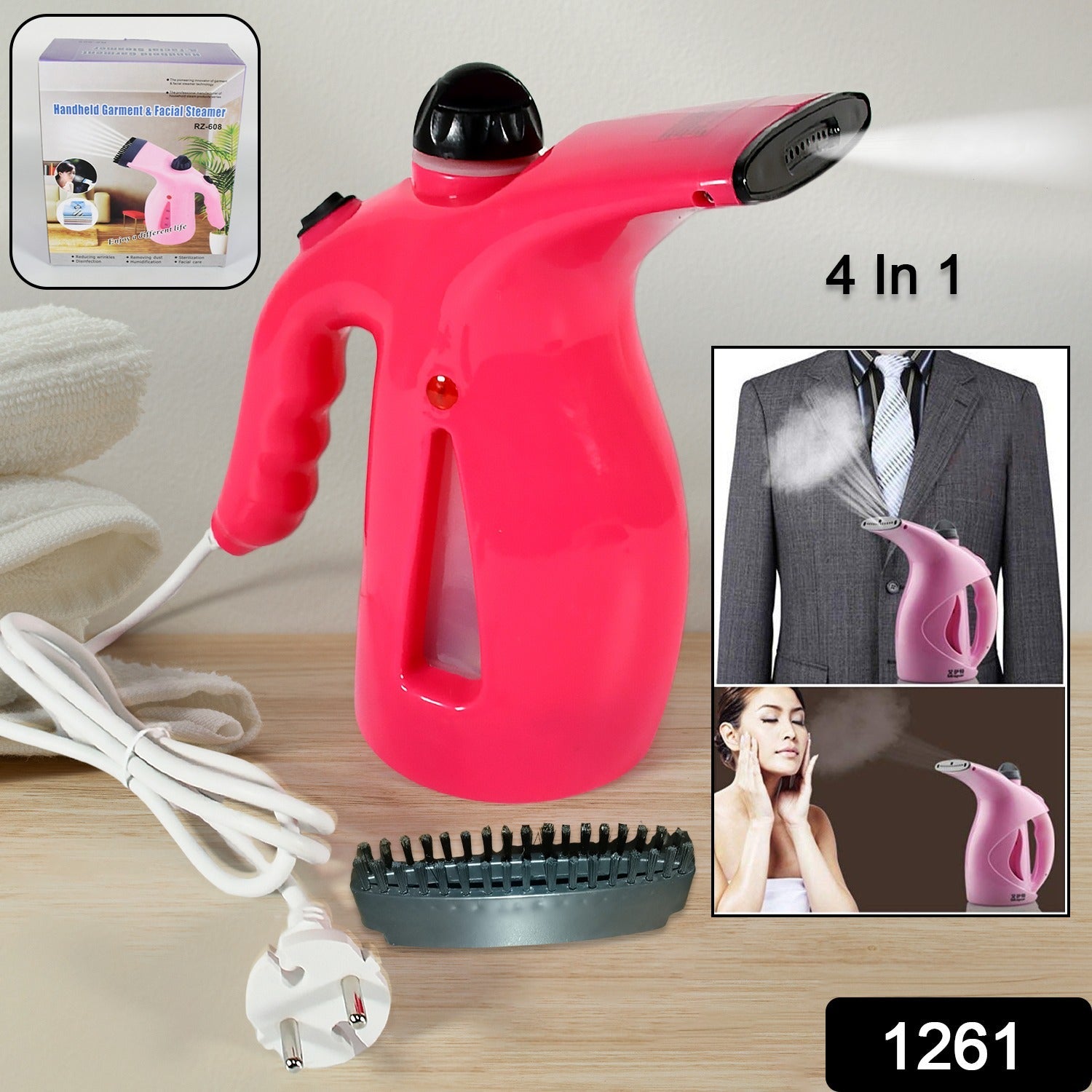 Portable 4 in 1 Handheld Garment Steamer & Facial Steamer Electric Iron Steam Portable Handy Vapor Steamer - Bhavnagar Deodap