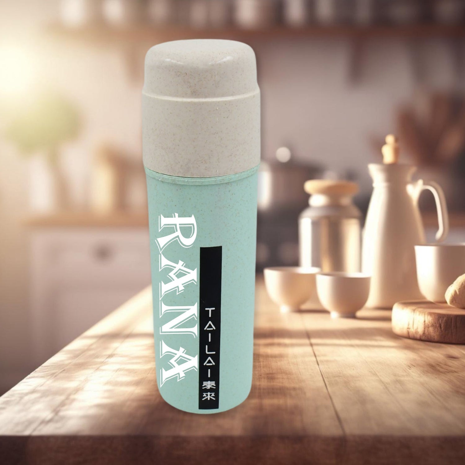 Customize Travel Coffee Cup Portable Water Bottle Wheat Straw Coffee Tea Mug Coffee Mug with Lids for Coffee Tea Portable for School (300 ML Approx) - Bhavnagar Deodap