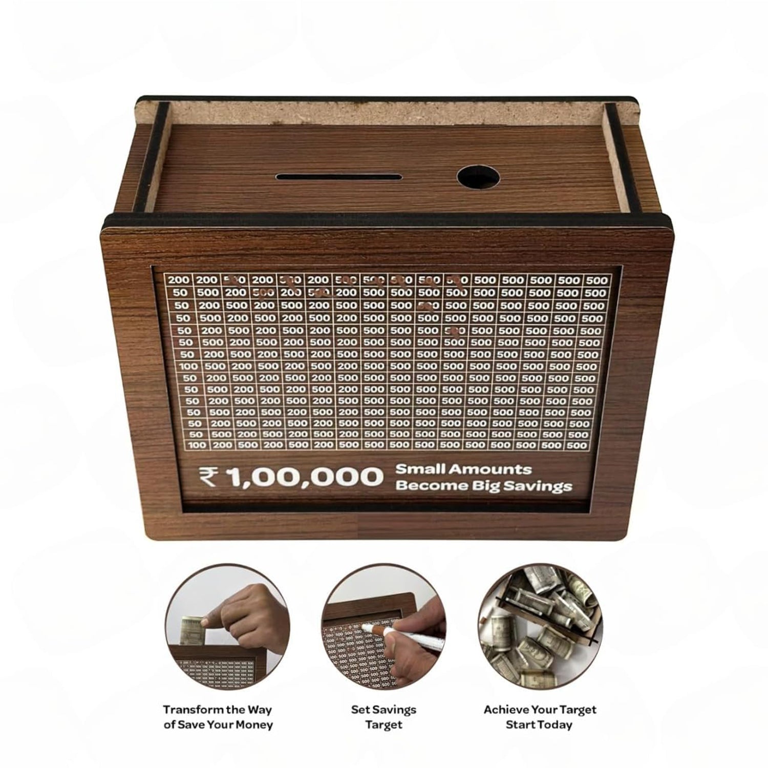 Wooden Money / Piggy Bank, Money Box (1 Pc / Pen Not Included) - Bhavnagar Deodap