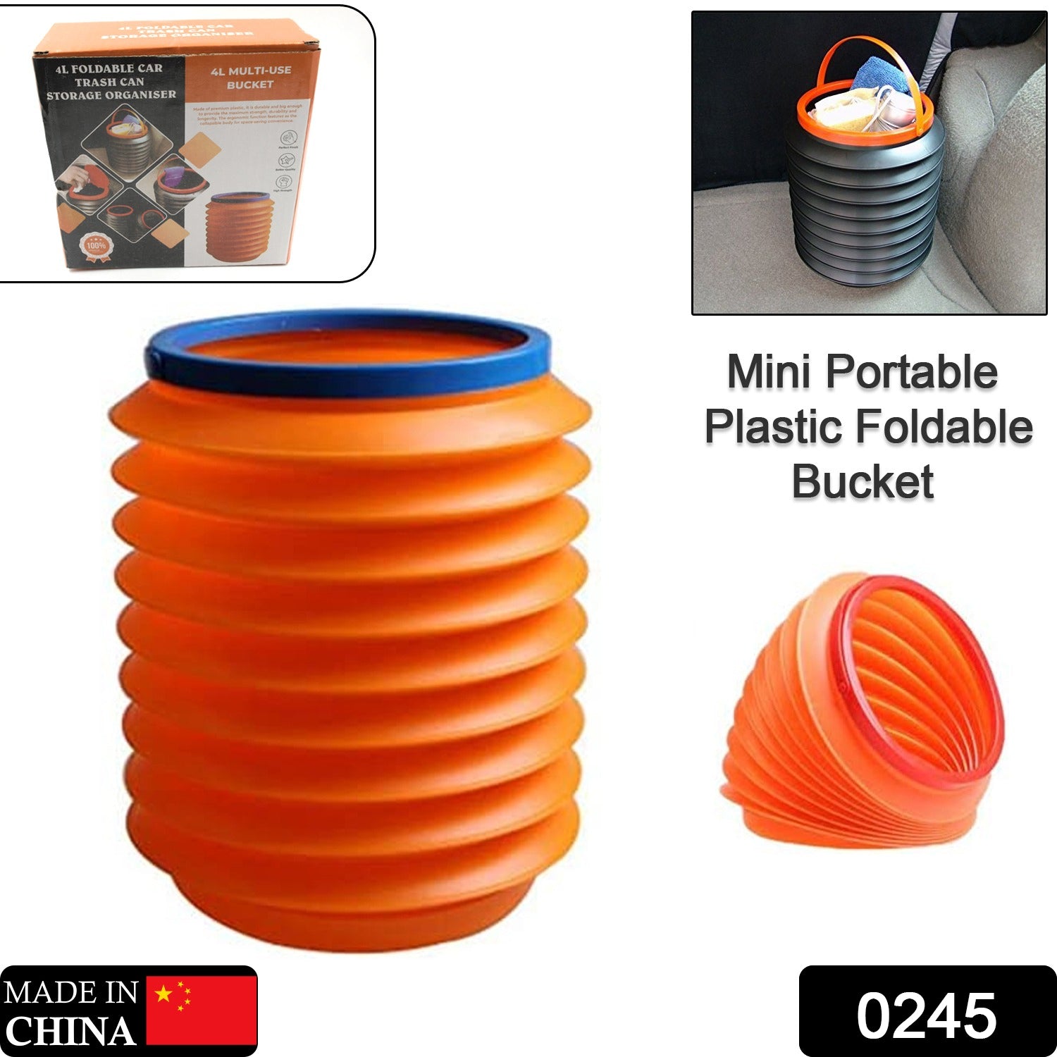 Foldable Storage Bucket , Water Container & Dustbin Multiuse Bucket For Home , Car & Kitchen Use Bucket - Bhavnagar Deodap