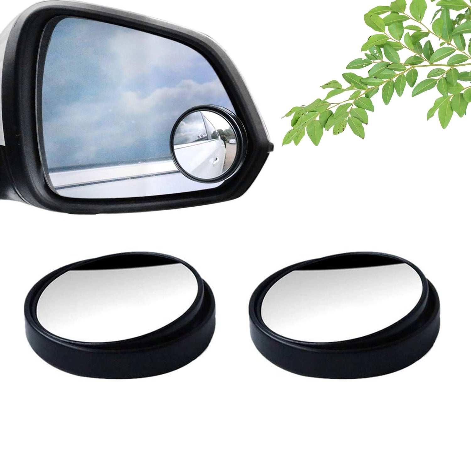 360DEGREE BLIND SPOT ROUND WIDE ANGLE ADJUSTABLE CONVEX REAR VIEW MIRROR - PACK OF 2 - Bhavnagar Deodap