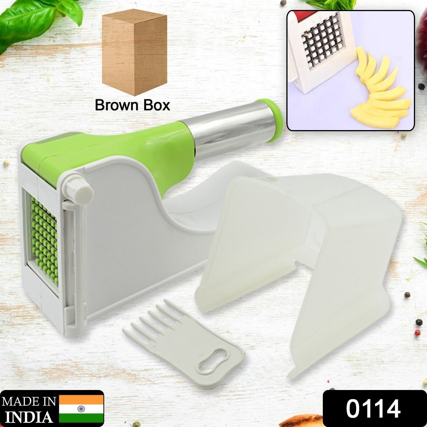 Virgin Plastic French Fry Chipser, Potato Chipser / Potato Slicer with Container - Bhavnagar Deodap