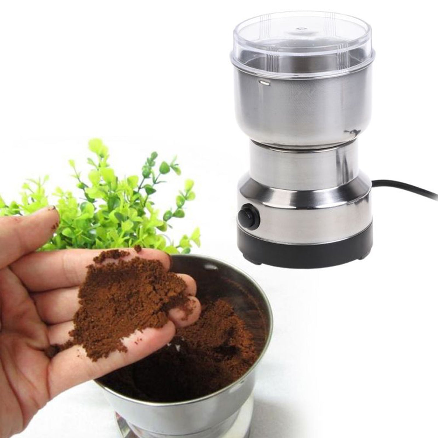 Multi-Functional Electric Stainless Steel Herbs Spices Nuts Grain Grinder with Stainless Steel Bowl, Portable Coffee Bean Seasonings Spices Mill Powder Machine Grinder Machine for Home and Office - Bhavnagar Deodap