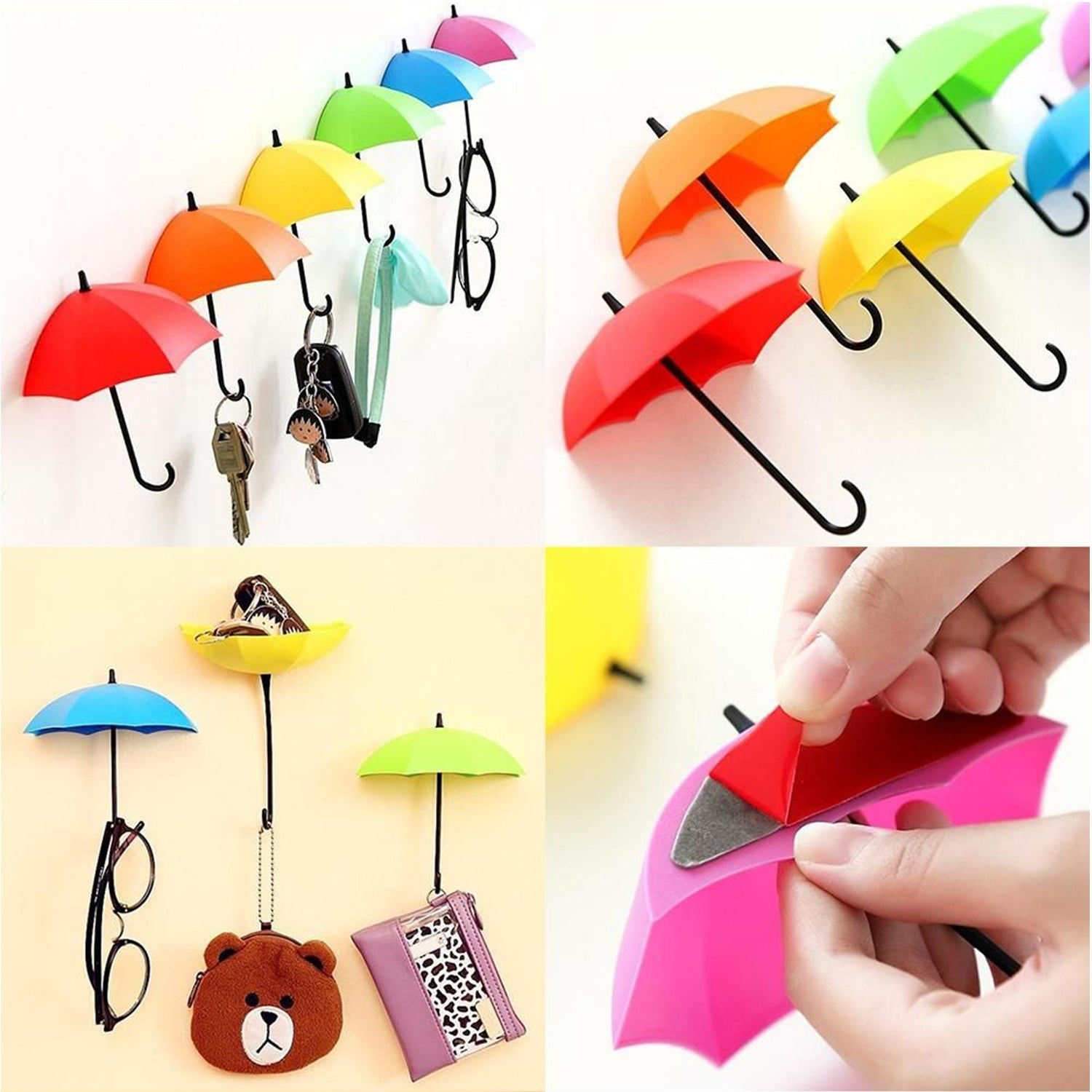 Multipurpose Umbrella Key Hat Holder Wall Hanging Hook Multicolor - Bhavnagar Deodap