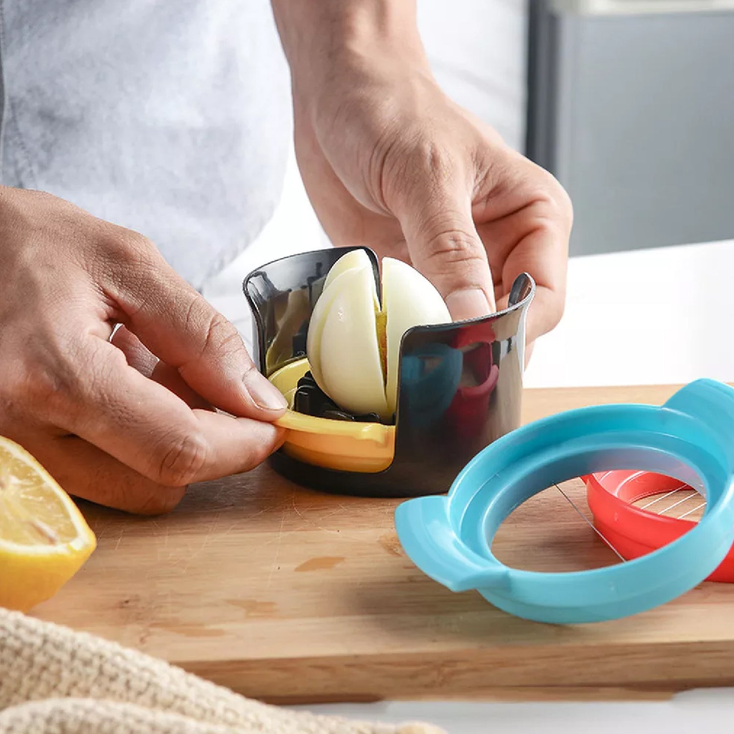 Egg Cutter Multifunctional 3 in 1 Stainless Steel Cutting Wire Cut Cutter-Durable Stainless Steel Wires. - Bhavnagar Deodap