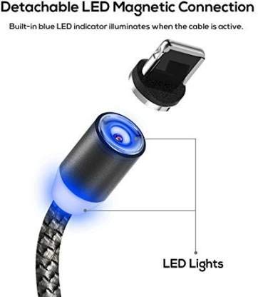 Magnetic Charging Cable 3 in 1 Metal Magnetic Micro USB Type C Lighting Cable with LED, Multiple Charging Adapters for All Android and all Smartphones  (Compatible with All Android and iPhone Smartphones, Tablet, PC, Mobile - Bhavnagar Deodap