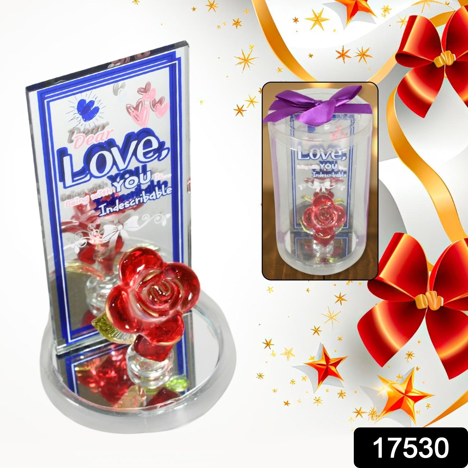 Lovely Rose Gift Showpiece, Love showpiece Valentine's Day Gift, Cute Anniversary, Wedding, Birthday, Boyfriend, Husband Romantic Unique Gift Set, Home Decoration Gift Set (1 Pc) - Bhavnagar Deodap