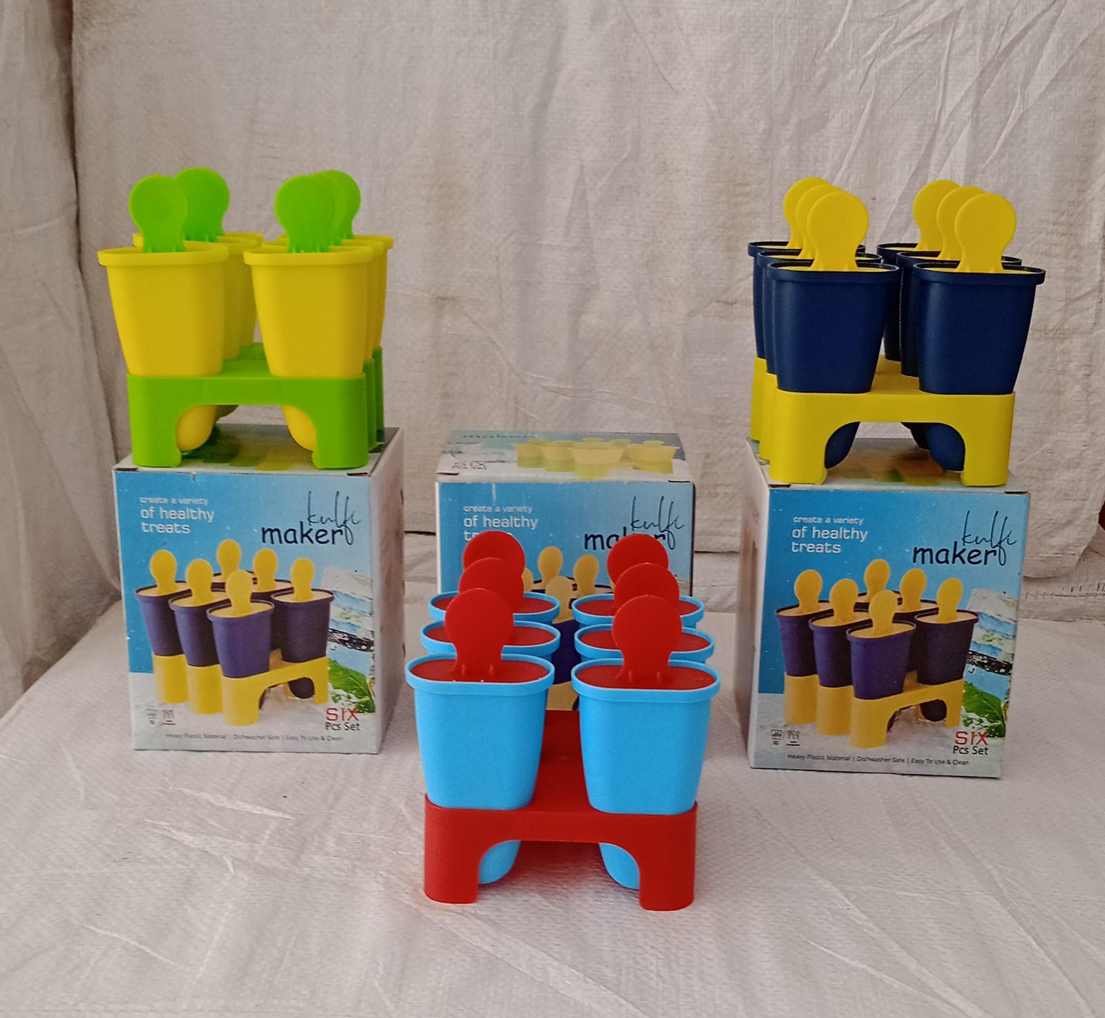 Ice Candy Maker 6 pcs Set Kulfi Maker Ice Candy Mould Clear Popsicle Mold Homemade Ice Pop Maker Reusable Easy Candy Chocobar Kulfi Mould Tray with Sticks - Bhavnagar Deodap
