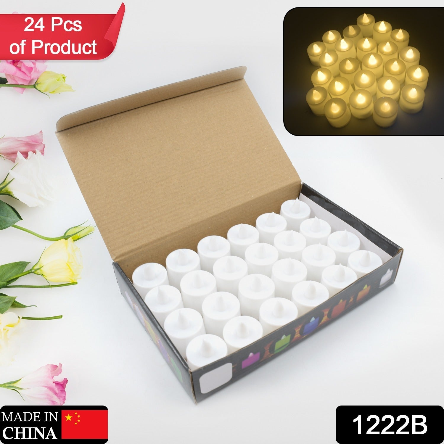 Battery Operated Candle Ideal for Party, Wedding, Birthday, Gifts (24pc) ( Diya , Divo , Diva , Deepak , Jyoti , - Bhavnagar Deodap