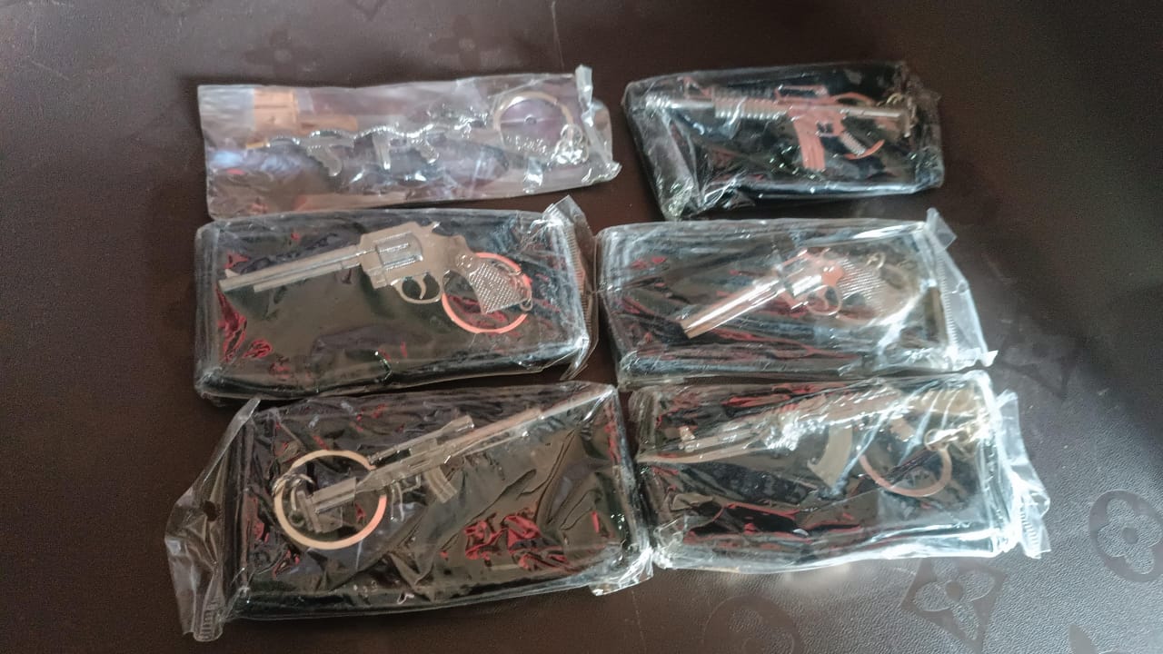 Mix Design Metal Gun Keychain With Case (1 Pc / Mix Design) - Bhavnagar Deodap