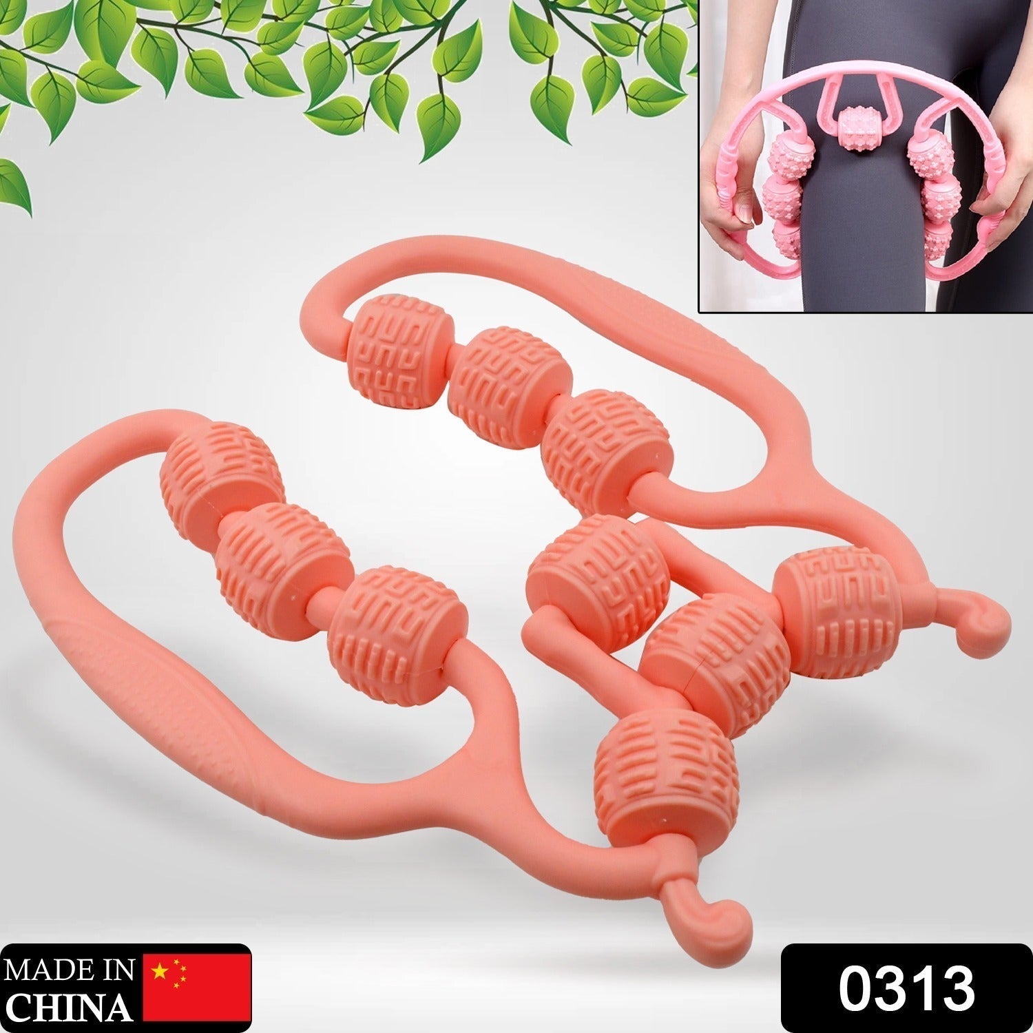 Muscle Massage Roller, 10 Wheels Relieve Soreness Leg Muscle Roller Fitness Roller Muscle Relaxer Massage Roller Ring Clip All Round Massaging Uniform Force Elastic PP Drop Shaped for Home Use (1 Pc) - Bhavnagar Deodap