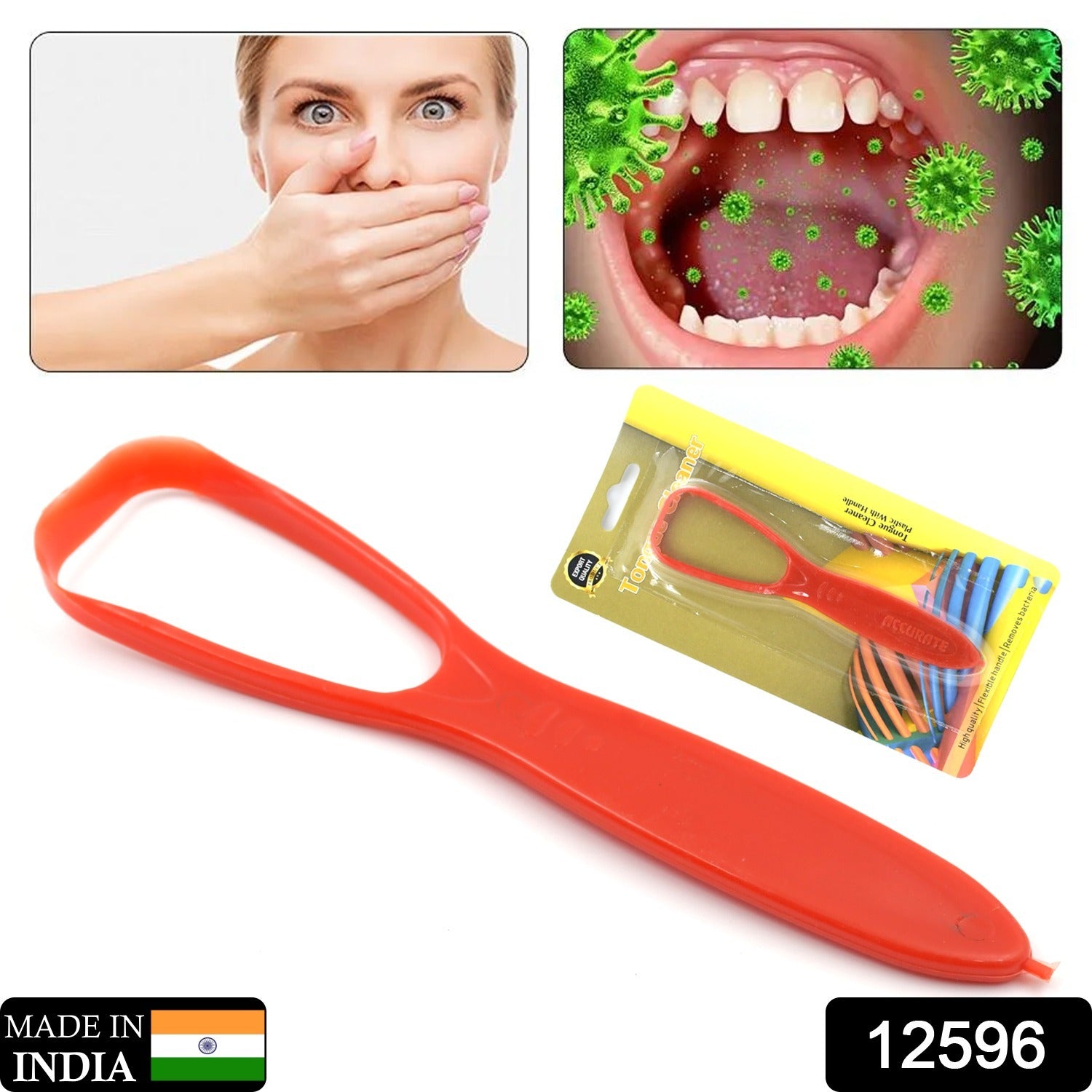 Improved Taste Plastic With Handle Tongue Cleaner (1 Pc ) - Bhavnagar Deodap