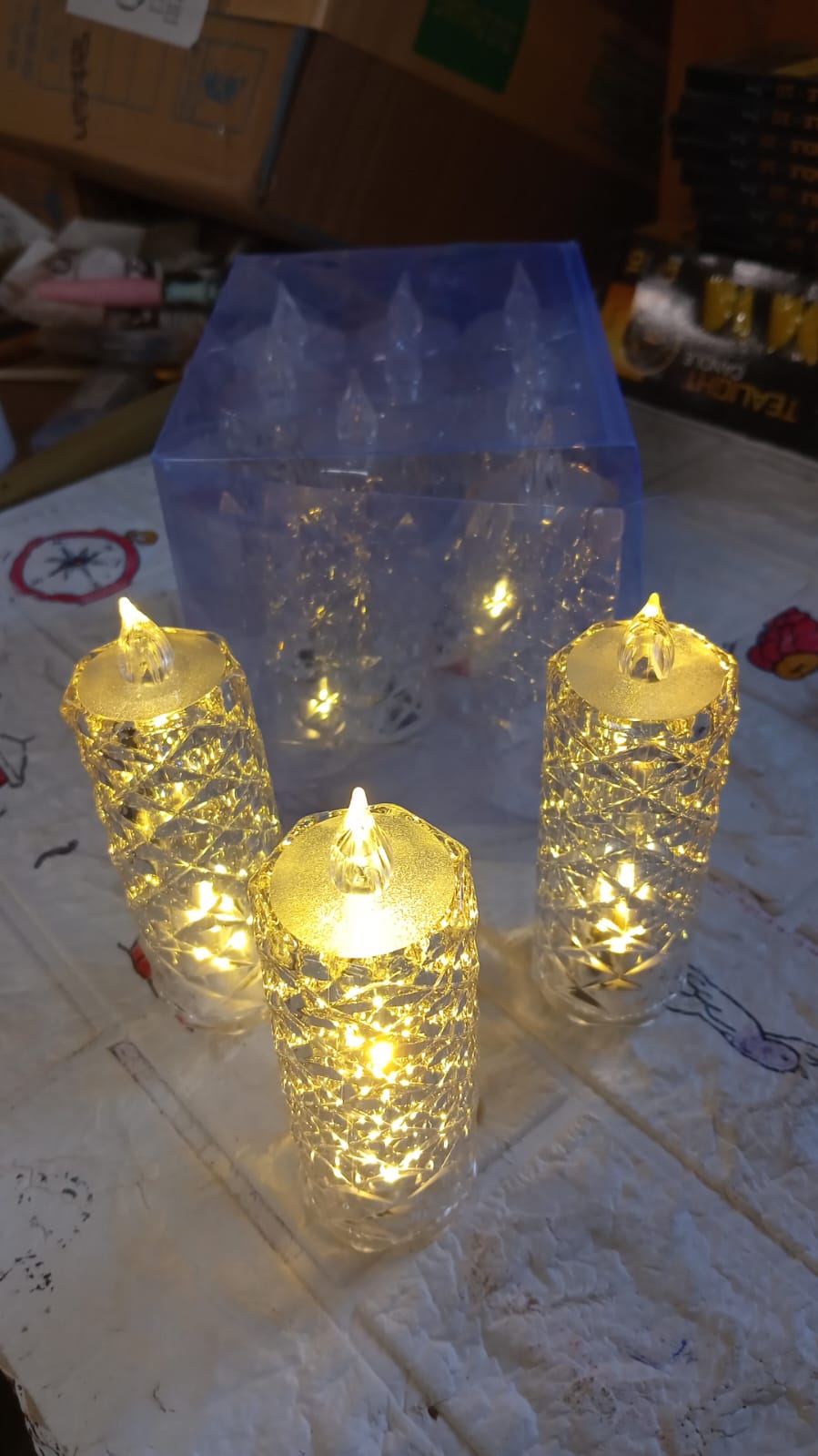 Rose Candles LED Flameless and Smokeless Decorative Acrylic Transparent Candles Led Tea Light Candle Perfect for Gifting, Home, Diwali, Christmas, Crystal Candle Lights (1 Pc)  (MOQ :- 12 pc ) - Bhavnagar Deodap