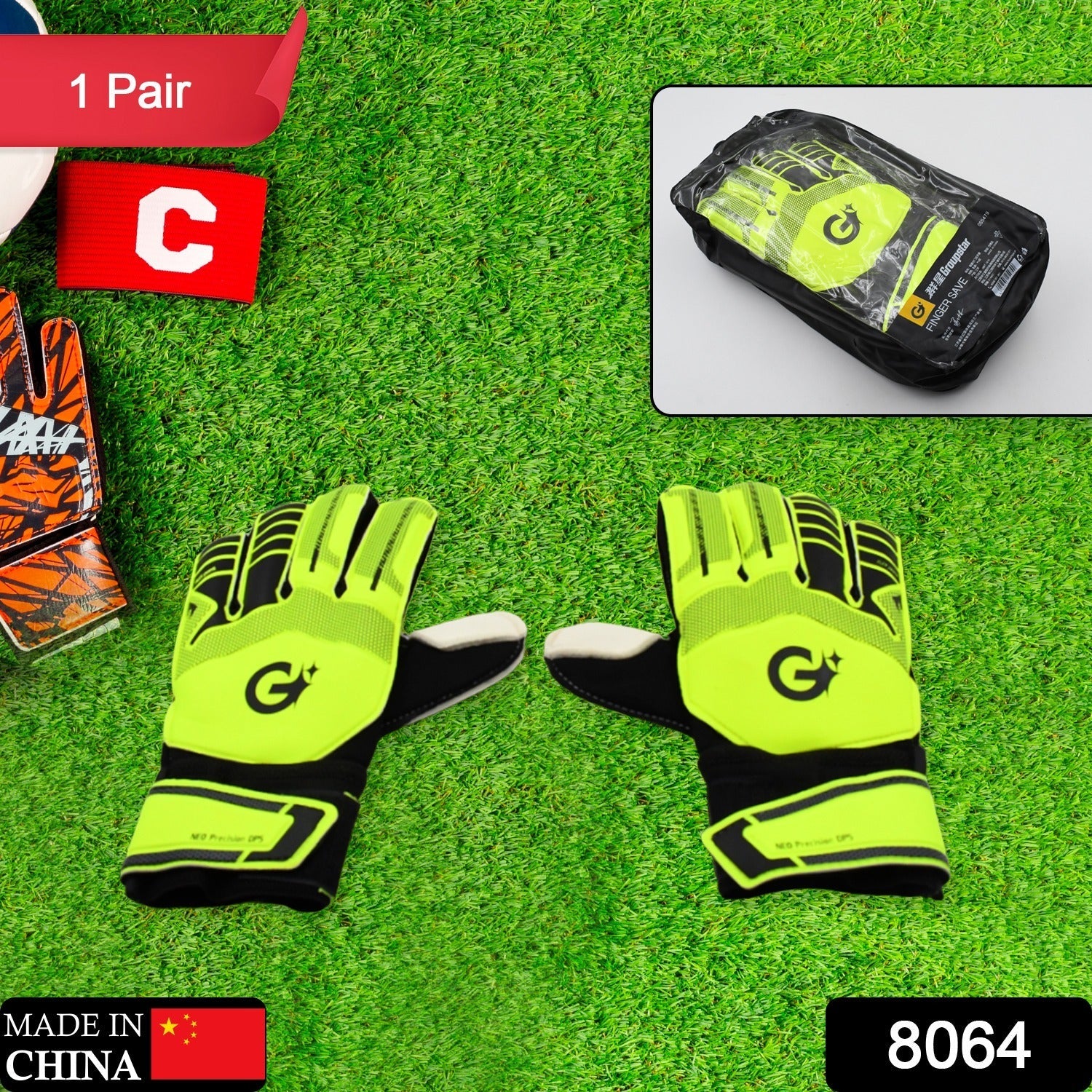 Multi Function Finger Protection Sports kids goalkeeper gloves, football gloves for boys, kids, adults, football training gloves, super grip palm protection gloves (1 Pair) - Bhavnagar Deodap