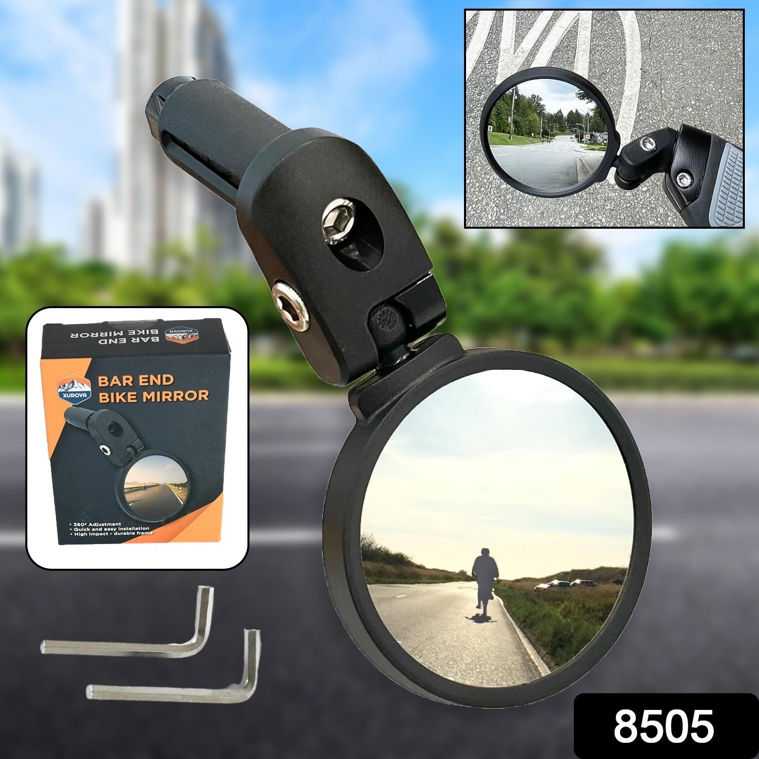 Bar End Bike Mirror, Safe Rearview Mirror 360° Rotatable & Foldable Safety Bicycle Rear View Mirror, Mirror Durable Bike Mirror (1 Pc) - Bhavnagar Deodap