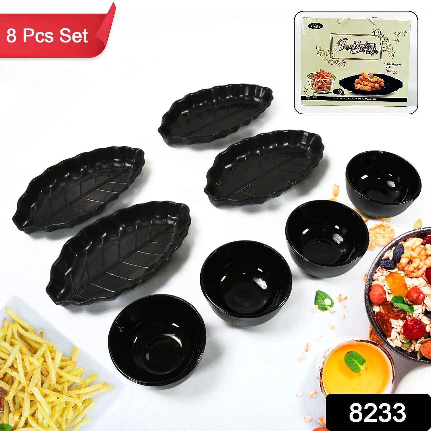 Ideal for Rice, Pasta, Desserts Home & Kitchen Serving Bowl & platter (8 Pcs set) - Bhavnagar Deodap