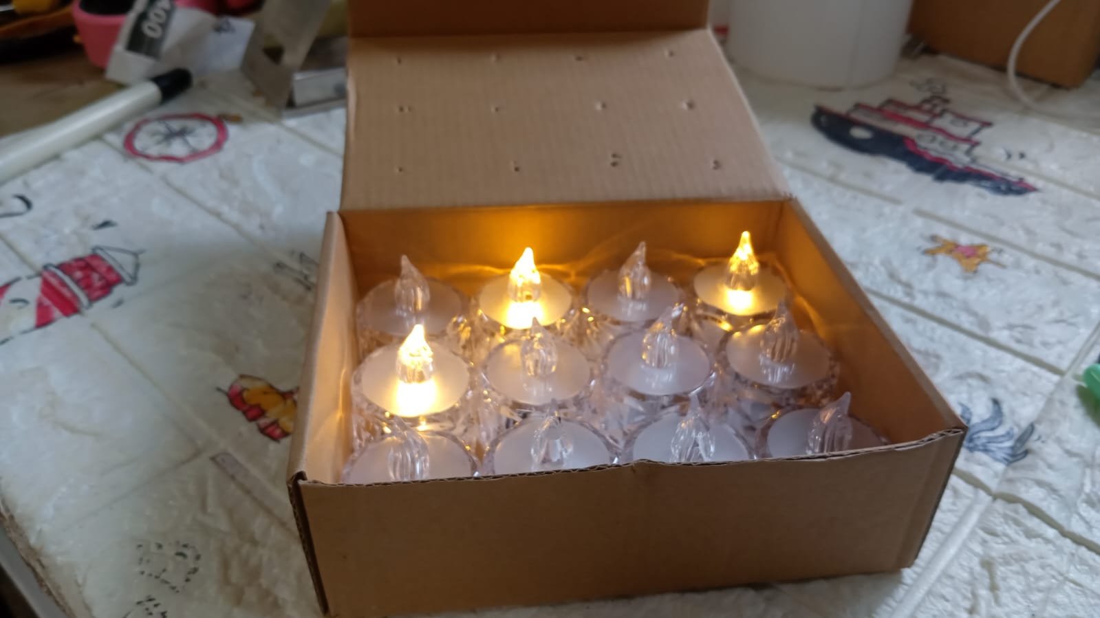 12 Pcs Flameless and Smokeless Decorative Acrylic Candles Transparent Led Tea Light Candle for Gifting, House, Diwali, Christmas, Festival, Events Decor Candles - Bhavnagar Deodap