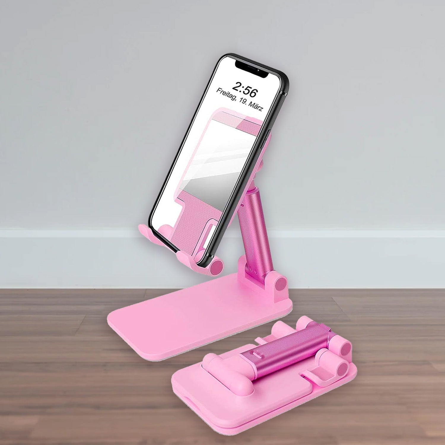 DESKTOP CELL PHONE STAND PHONE HOLDER WITH MIRROR FULL 3-WAY ADJUSTABLE PHONE STAND FOR DESK HEIGHT + ANGLES PERFECT AS DESK ORGANIZERS AND ACCESSORIES - Bhavnagar Deodap