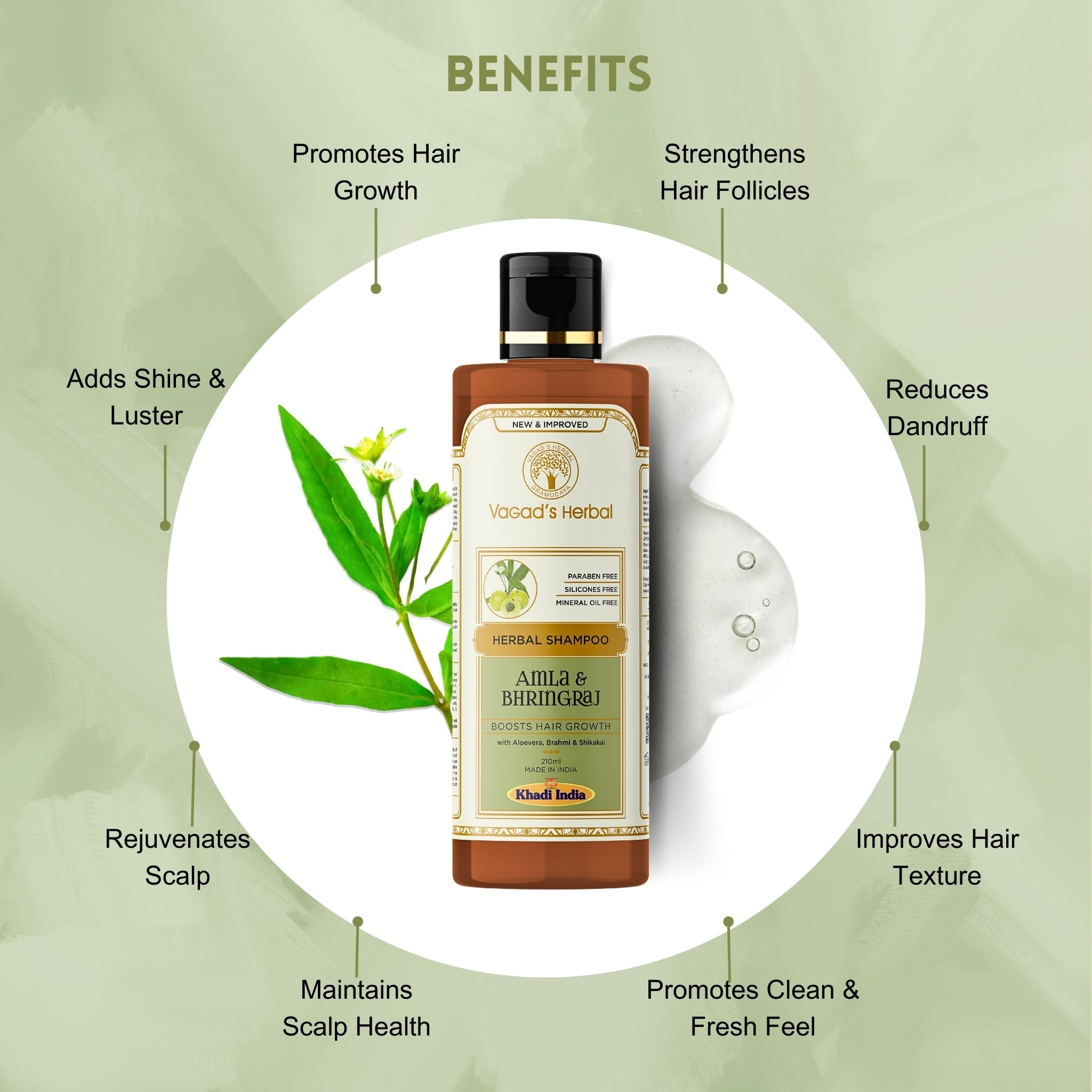 Khadi Herbal Amla & Bhringraj Shampoo with Aloe vera - Boosts Hair Growth - Bhavnagar Deodap