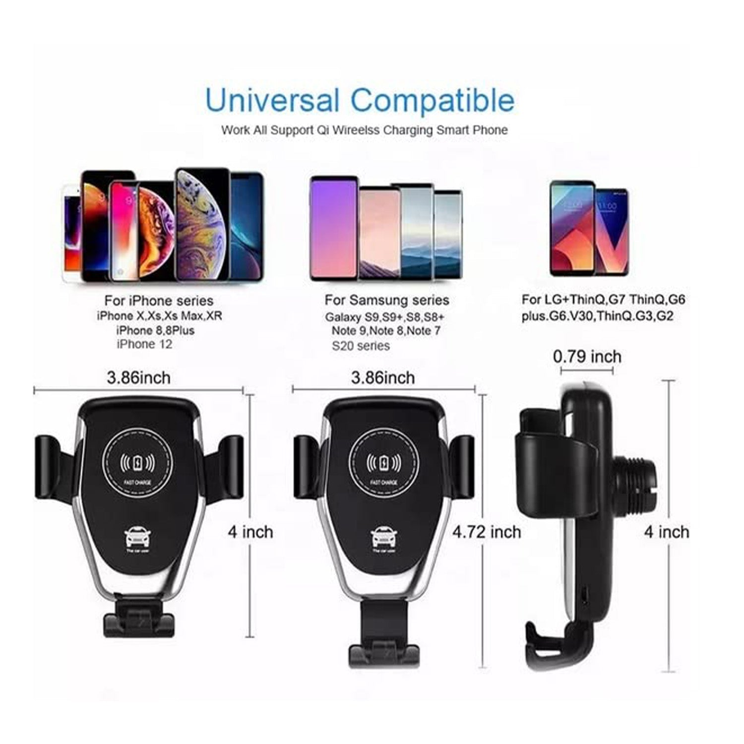 Car Phone Holder Wireless Car Charger 10W Qi Fast Charging Car Charger Gravity Auto Clamping 360Â° Rotation Air Vent Car Mount Holder - Bhavnagar Deodap