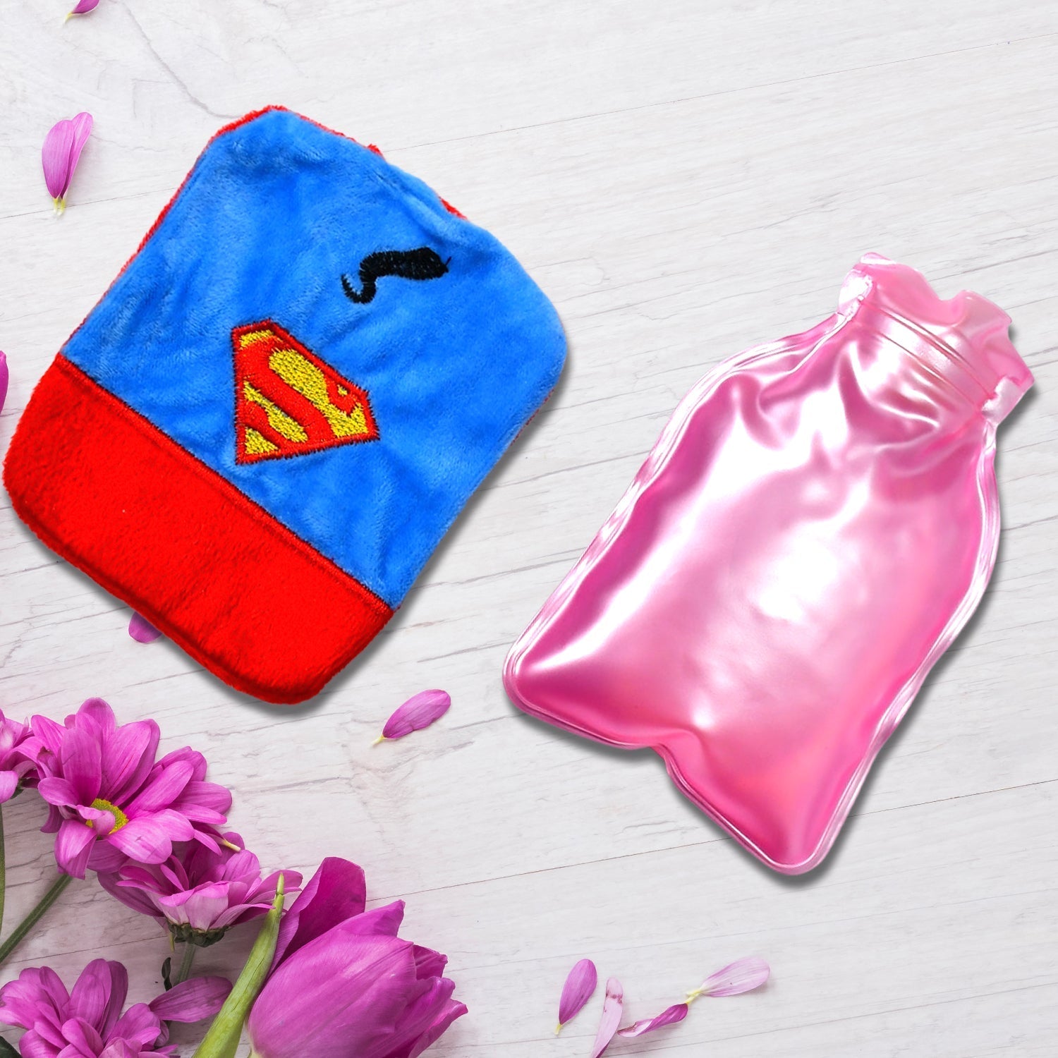 Superman Print Small Hot Water Bag with Cover for Pain Relief - Bhavnagar Deodap